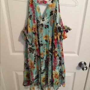Cold Shoulder Floral Dress